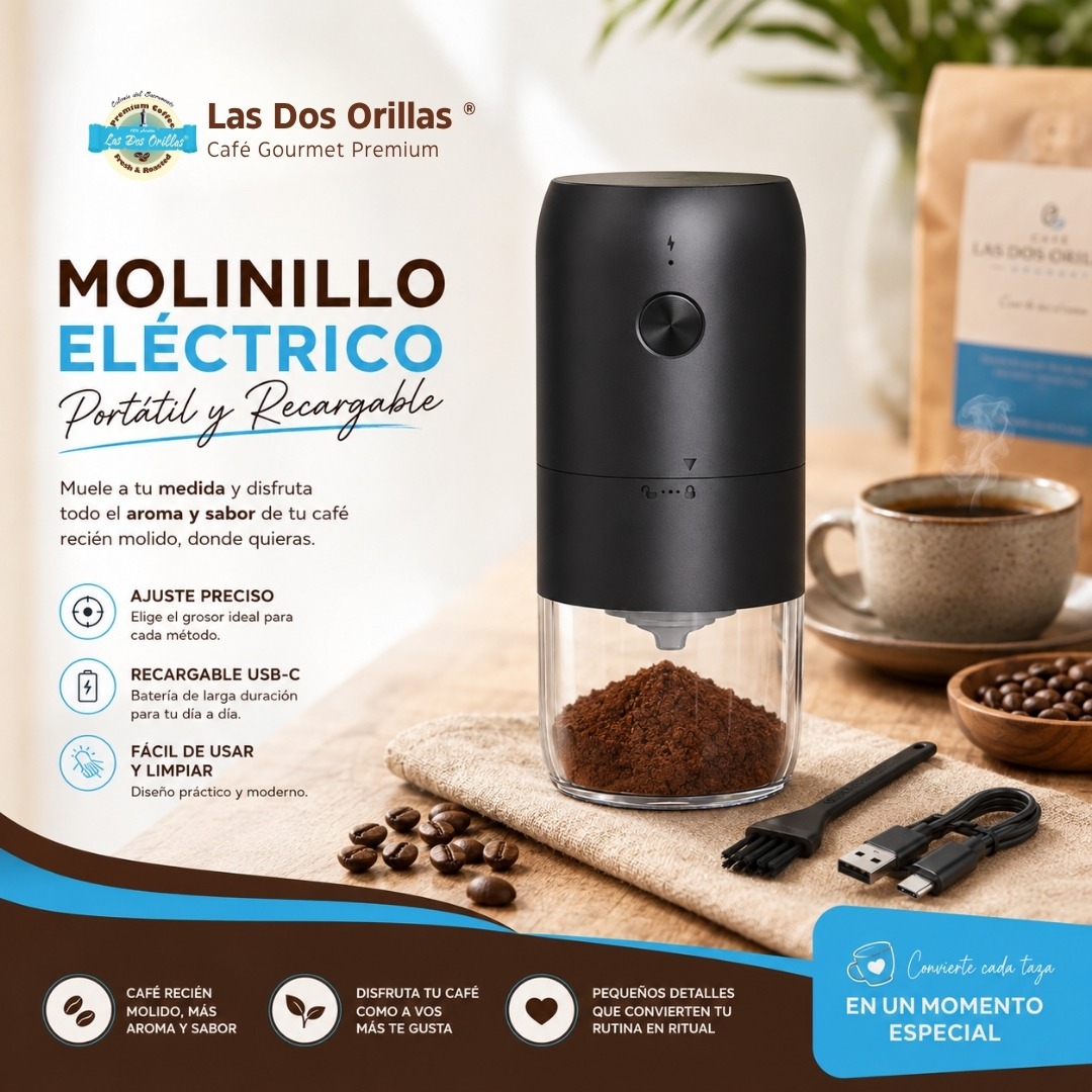 Molino de Café Eléctrico Premium USB-C | Muelas Cerámicas